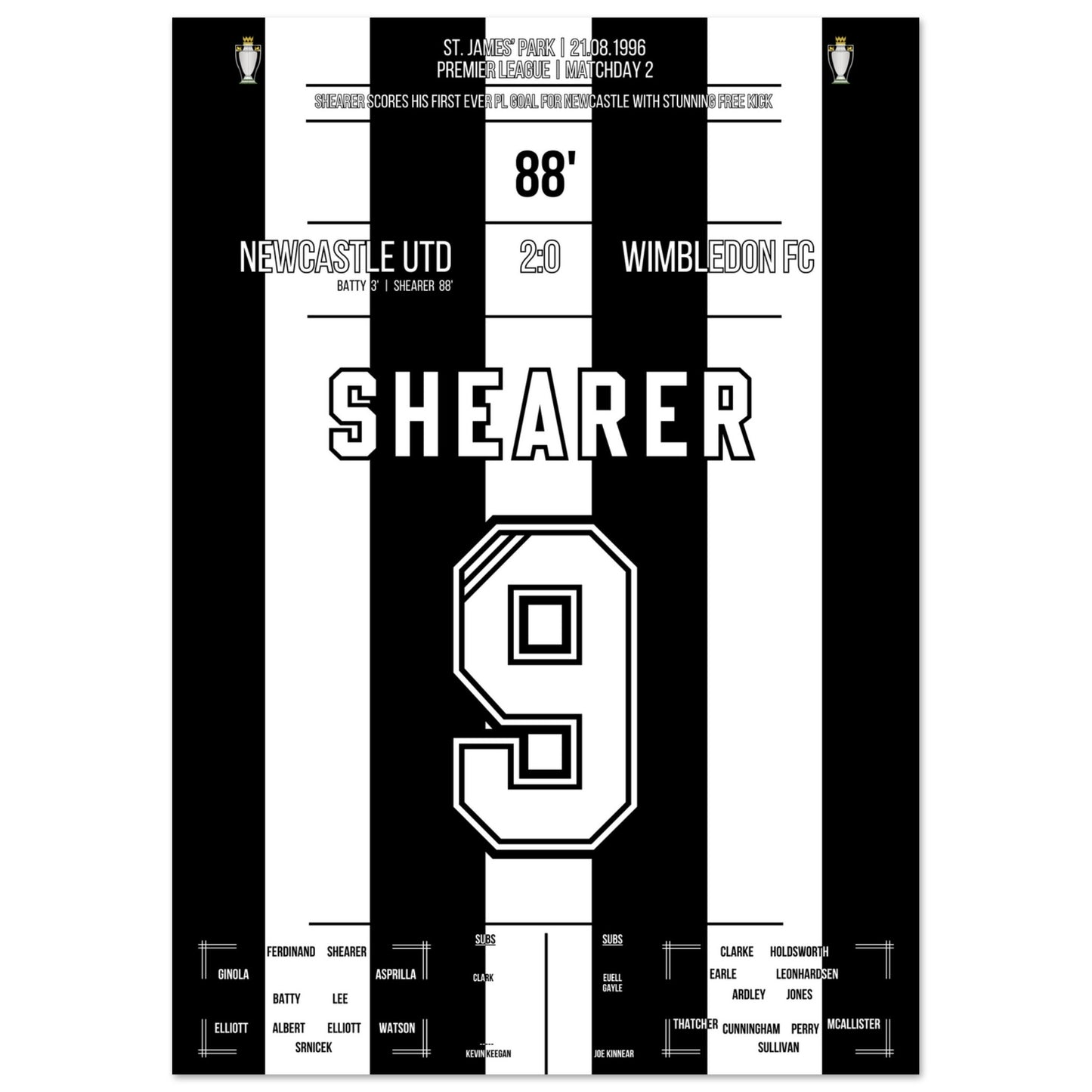 Shearer's erstes PL-Tor vor Newcastle A4-21x29.7-cm-8x12-Ohne-Rahmen