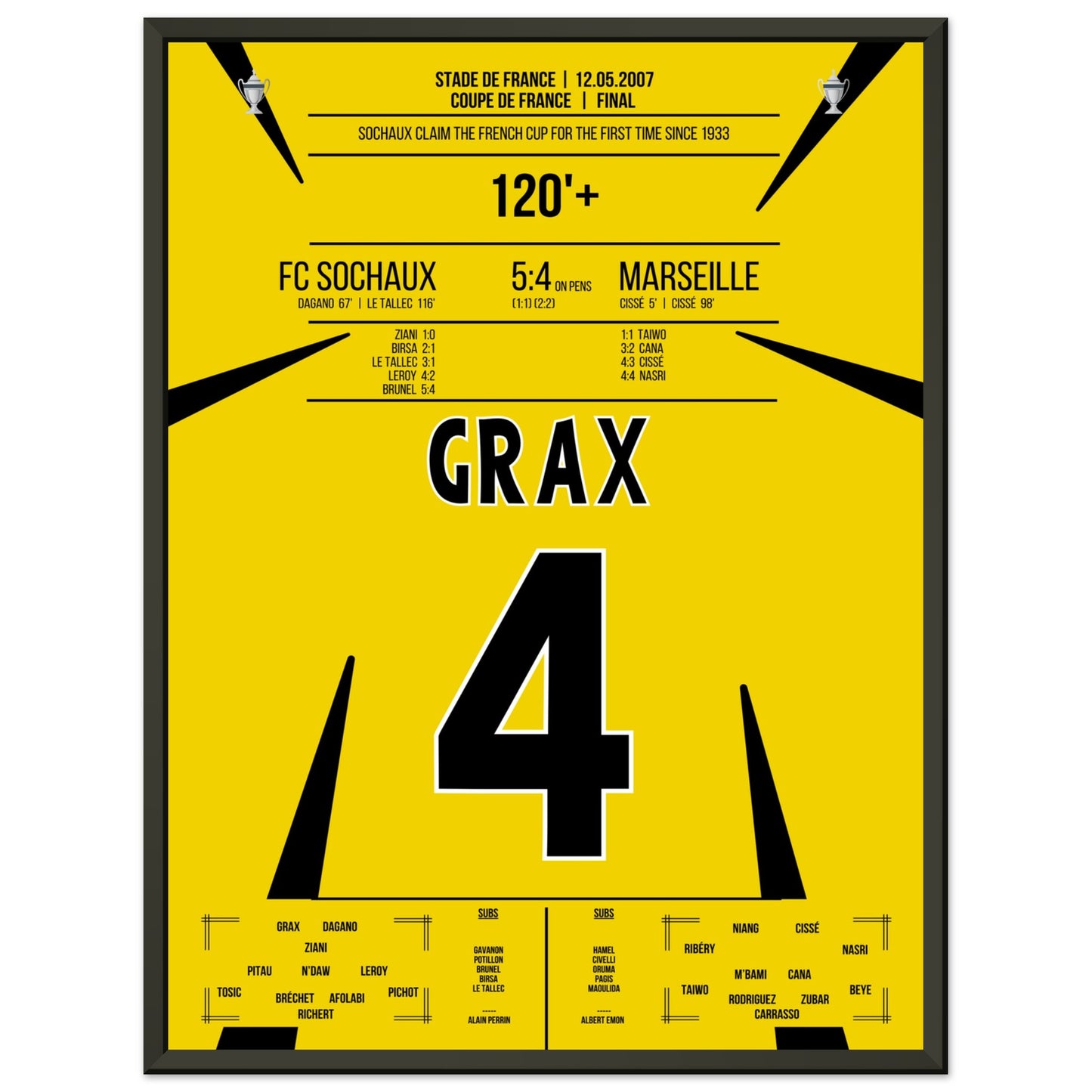 Sochaux gewinnt den französischen Pokal zum ersten mal seit 1933 45x60-cm-18x24-Schwarzer-Aluminiumrahmen