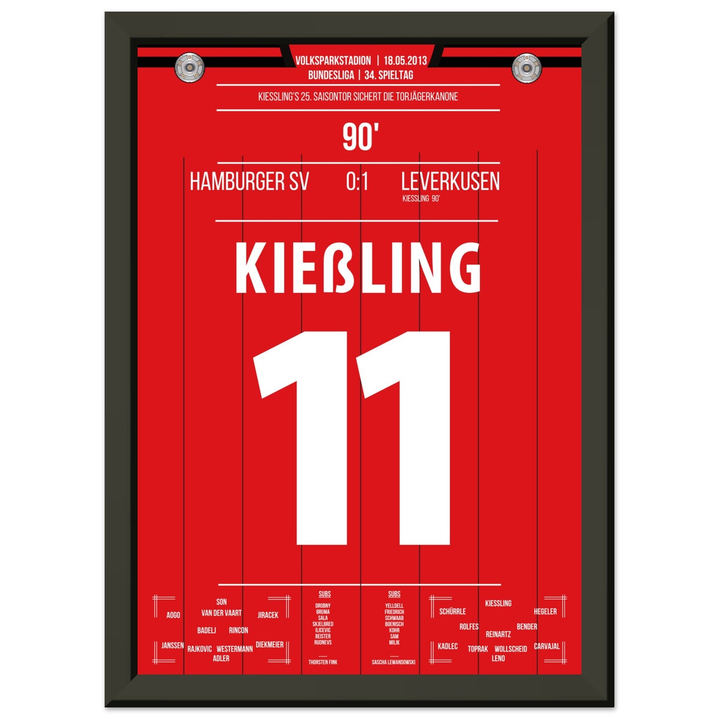 Kiesslings 25. Saisontor sicher in letzter Minute die Torjägerkanone A4-21x29.7-cm-8x12-Schwarzer-Aluminiumrahmen
