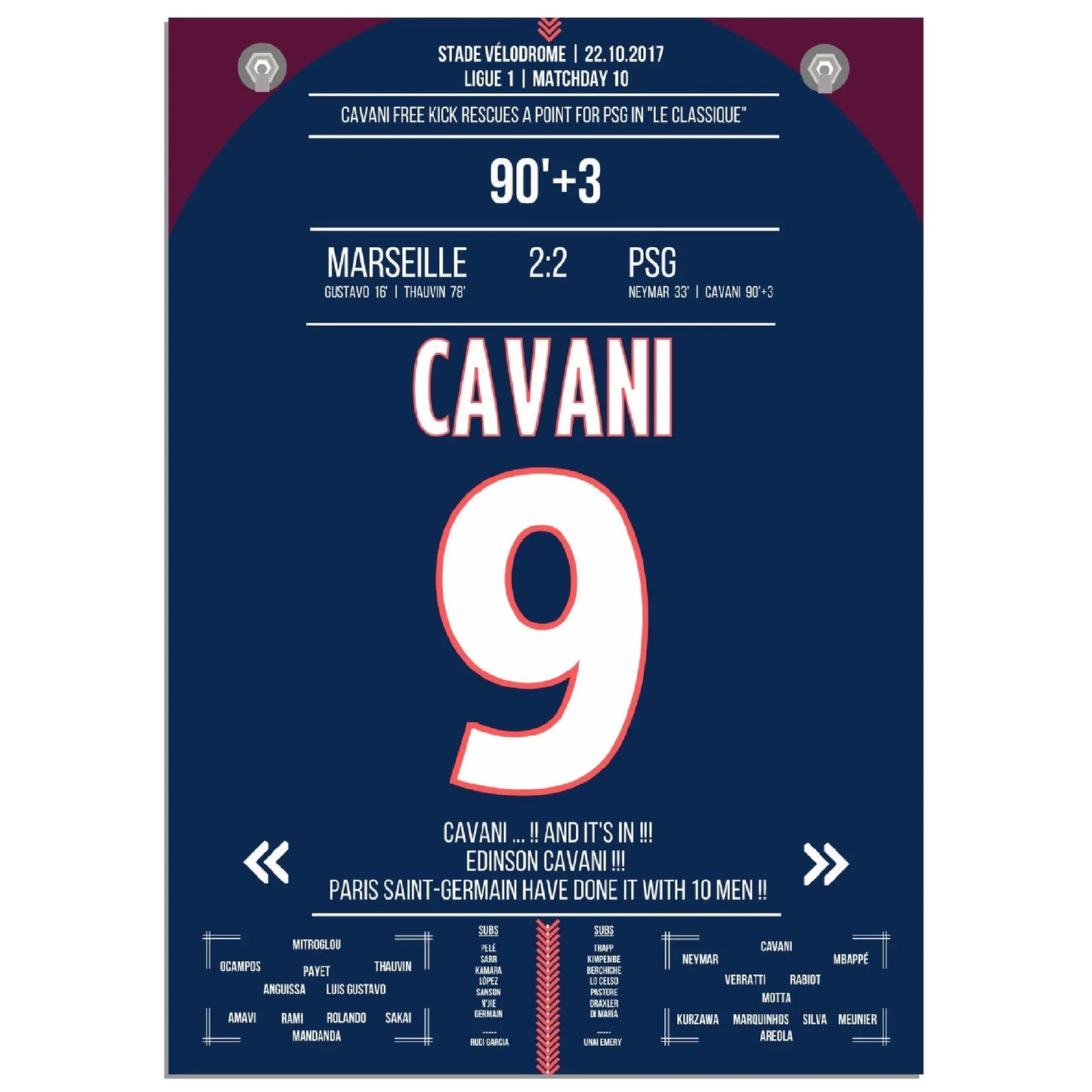Cavani Freistoss rettet Paris einen Punkt im "Le Classique"