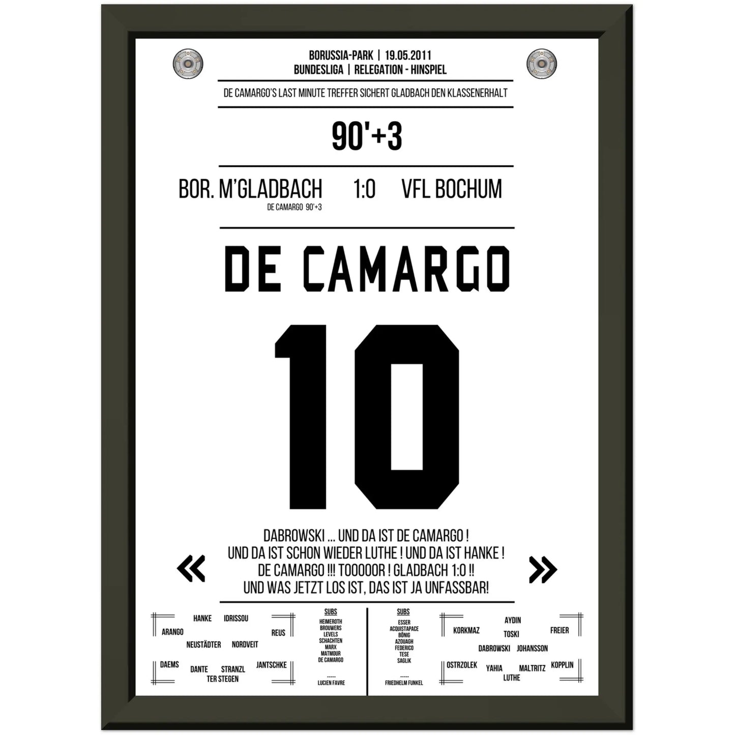 De Camargo scoort en houdt Mönchengladbach in de Bundesliga.