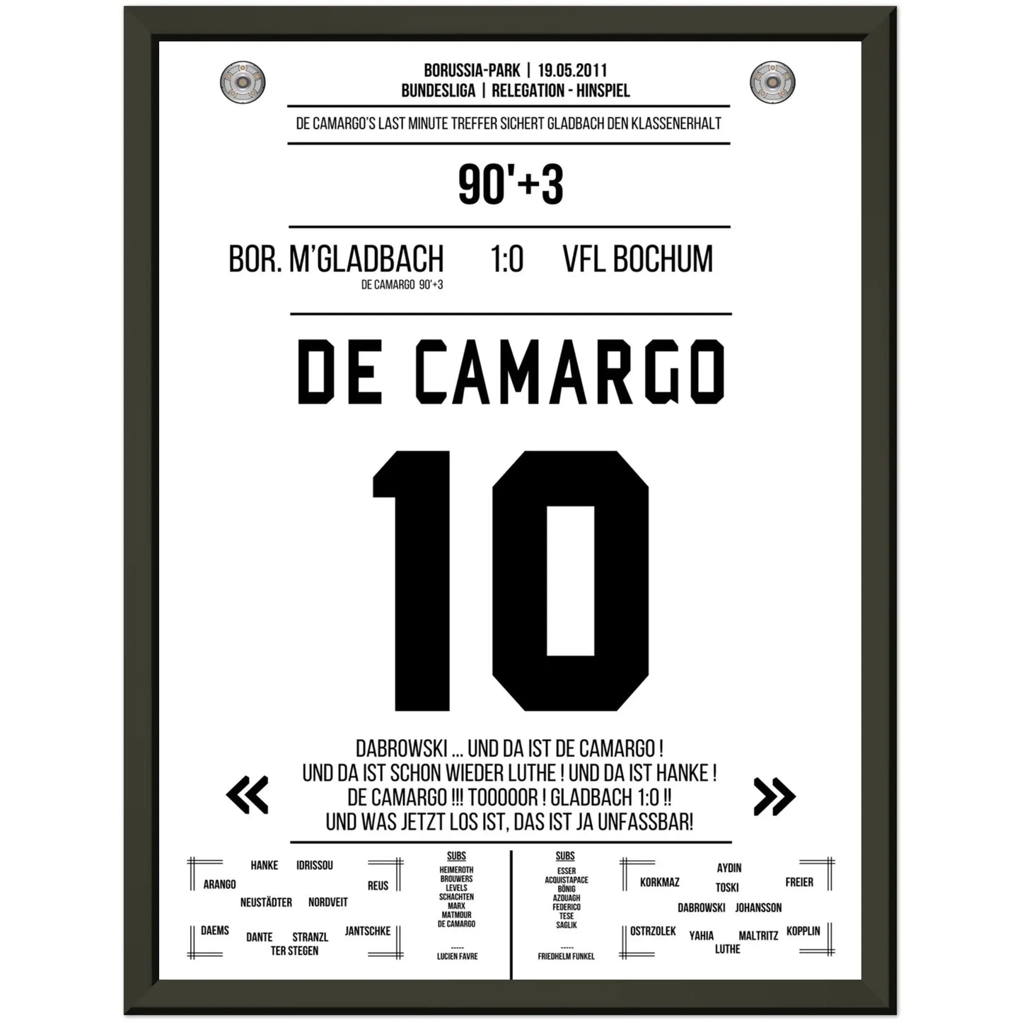De Camargo scoort en houdt Mönchengladbach in de Bundesliga.
