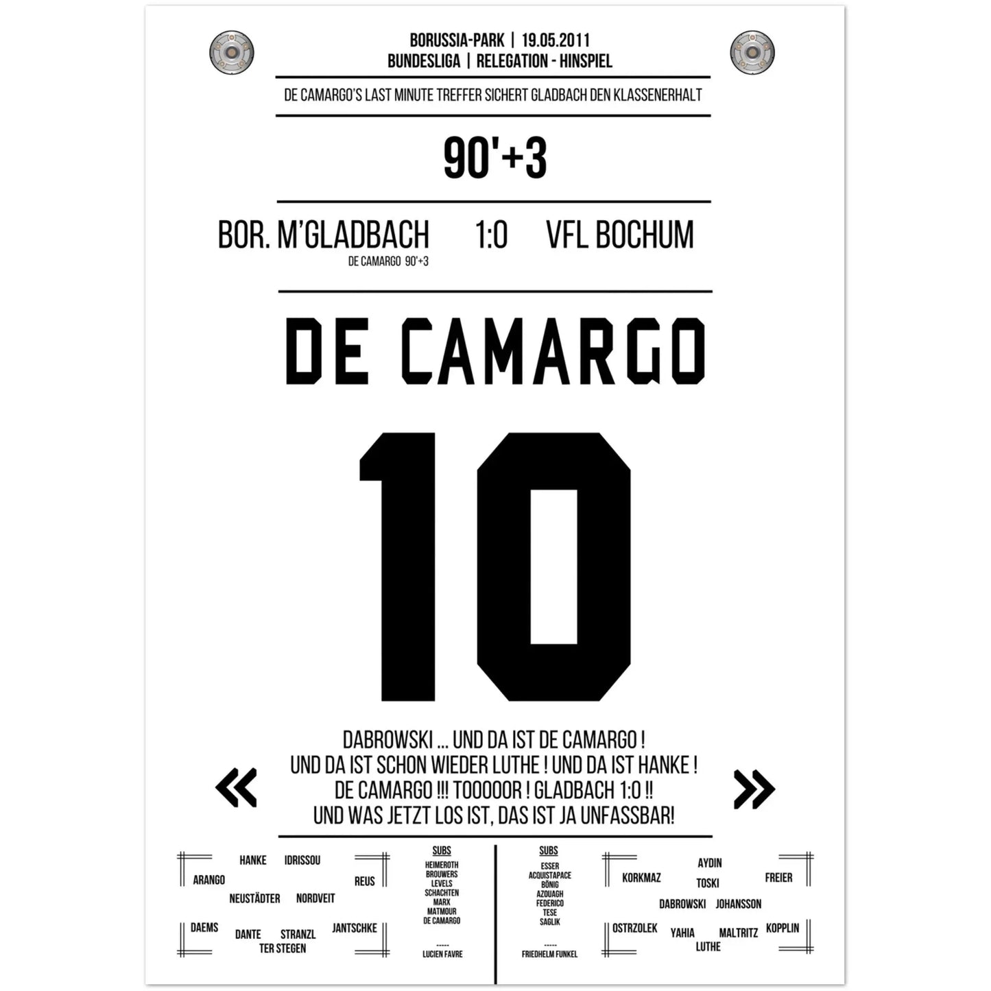De Camargo scoort en houdt Mönchengladbach in de Bundesliga.