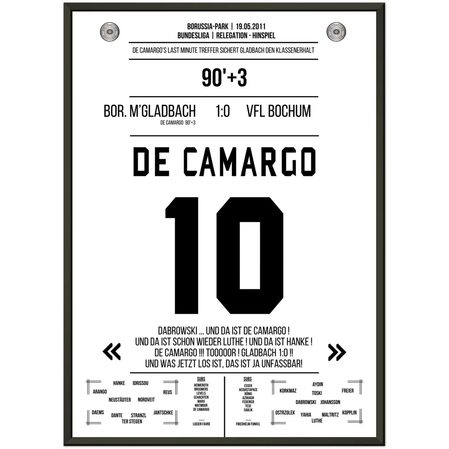 De Camargo scoort en houdt Mönchengladbach in de Bundesliga.