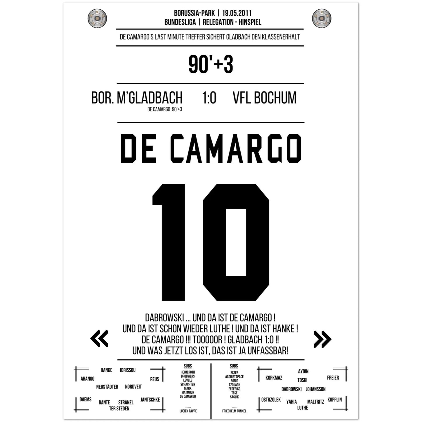 De Camargo scoort en houdt Mönchengladbach in de Bundesliga.