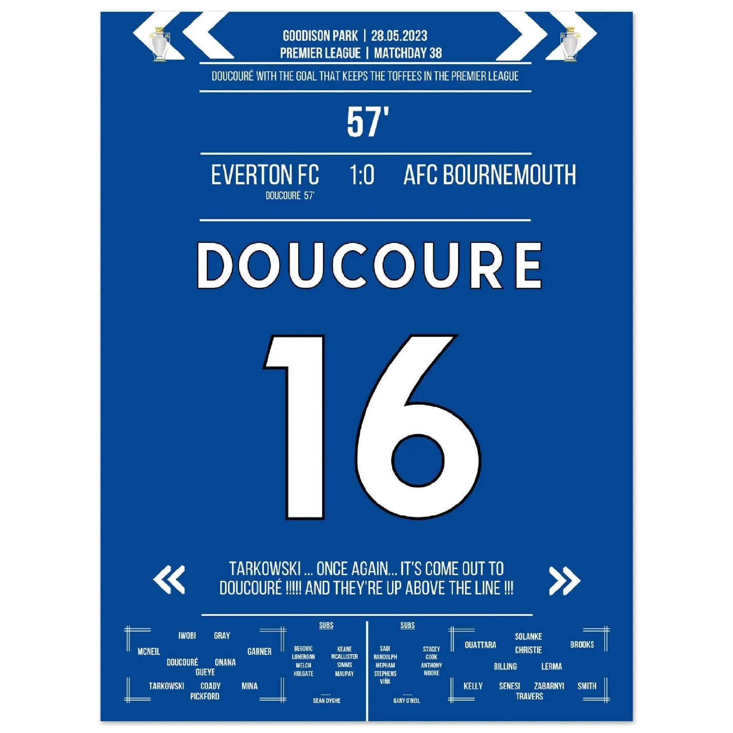 Doucoure's Hammer rettet die Toffees vor dem Abstieg 45x60-cm-18x24-Ohne-Rahmen