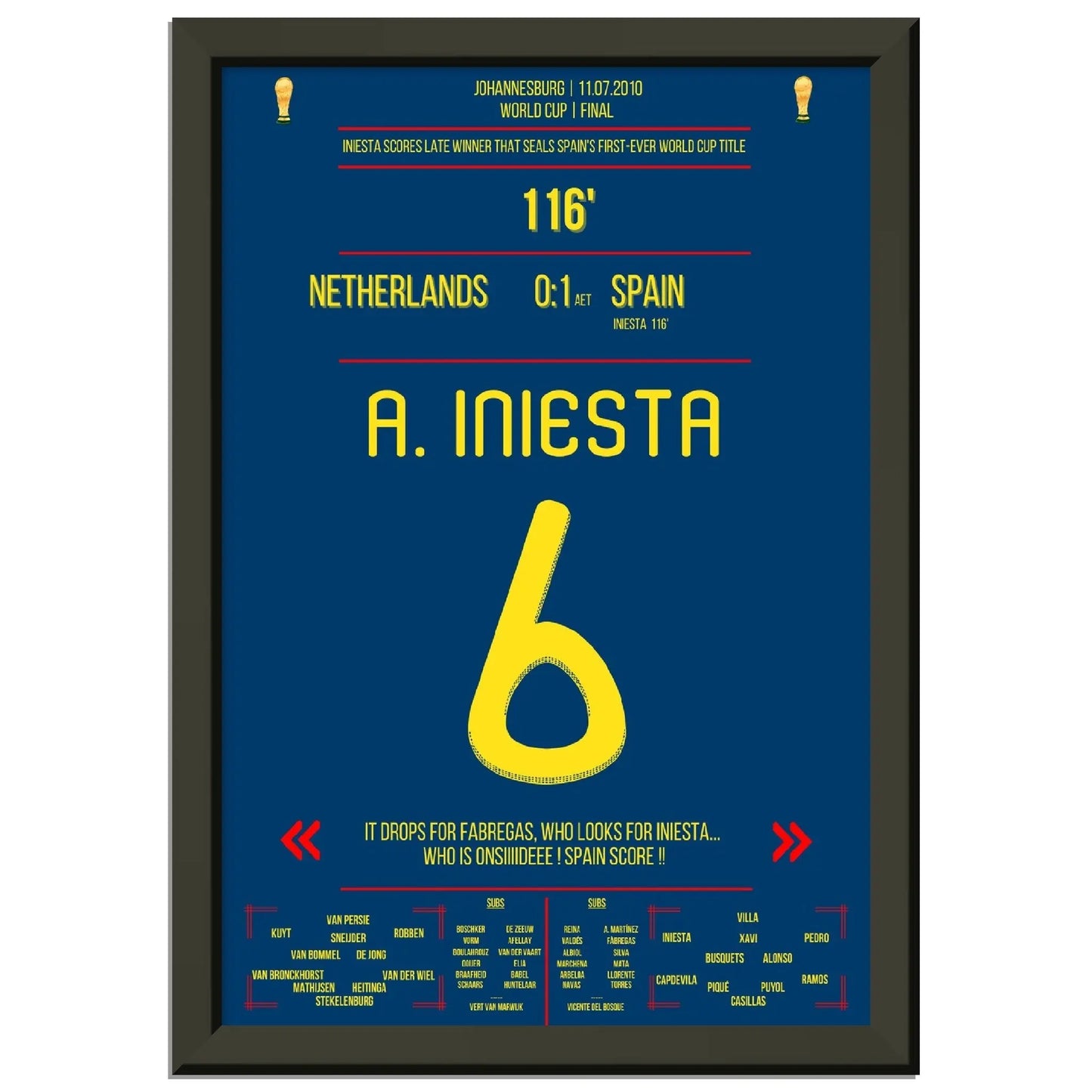 Iniesta's Tor zur Unsterblichkeit im WM Finale 2010 gegen Holland