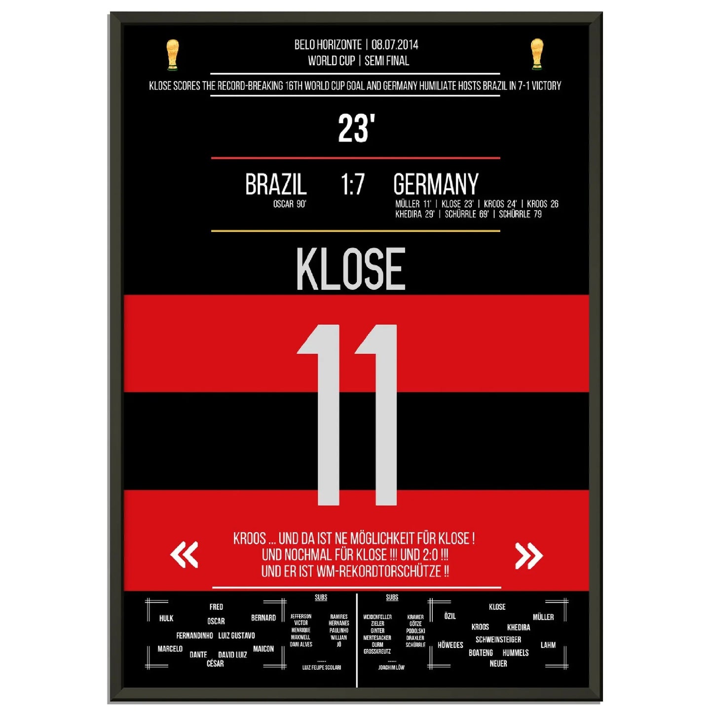 Kloses WM-Rekordtor im 7-1 Sieg Deutschland - Brasilien 2014