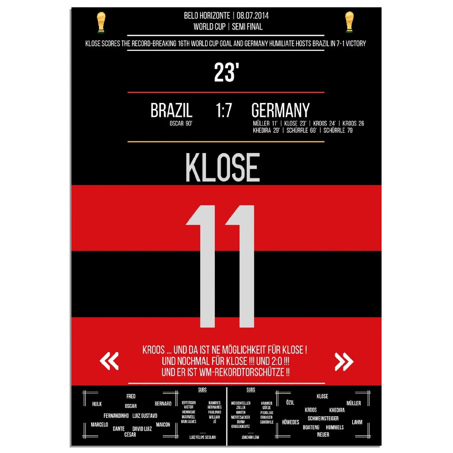 Kloses WM-Rekordtor im 7-1 Sieg Deutschland - Brasilien 2014