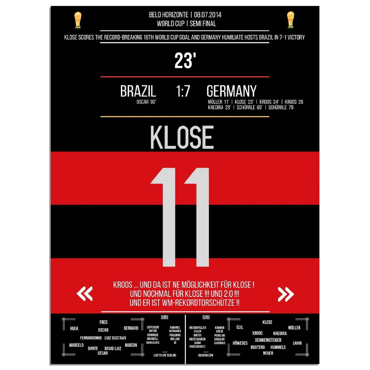 Kloses WM-Rekordtor im 7-1 Sieg Deutschland - Brasilien 2014