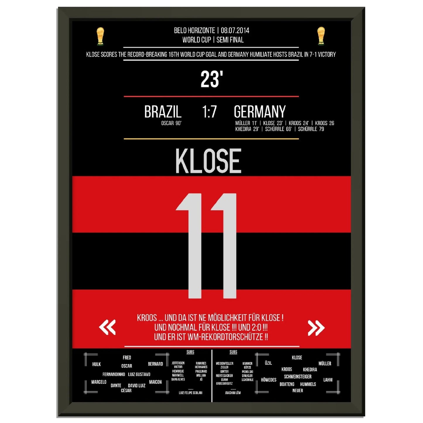 Kloses WM-Rekordtor im 7-1 Sieg Deutschland - Brasilien 2014