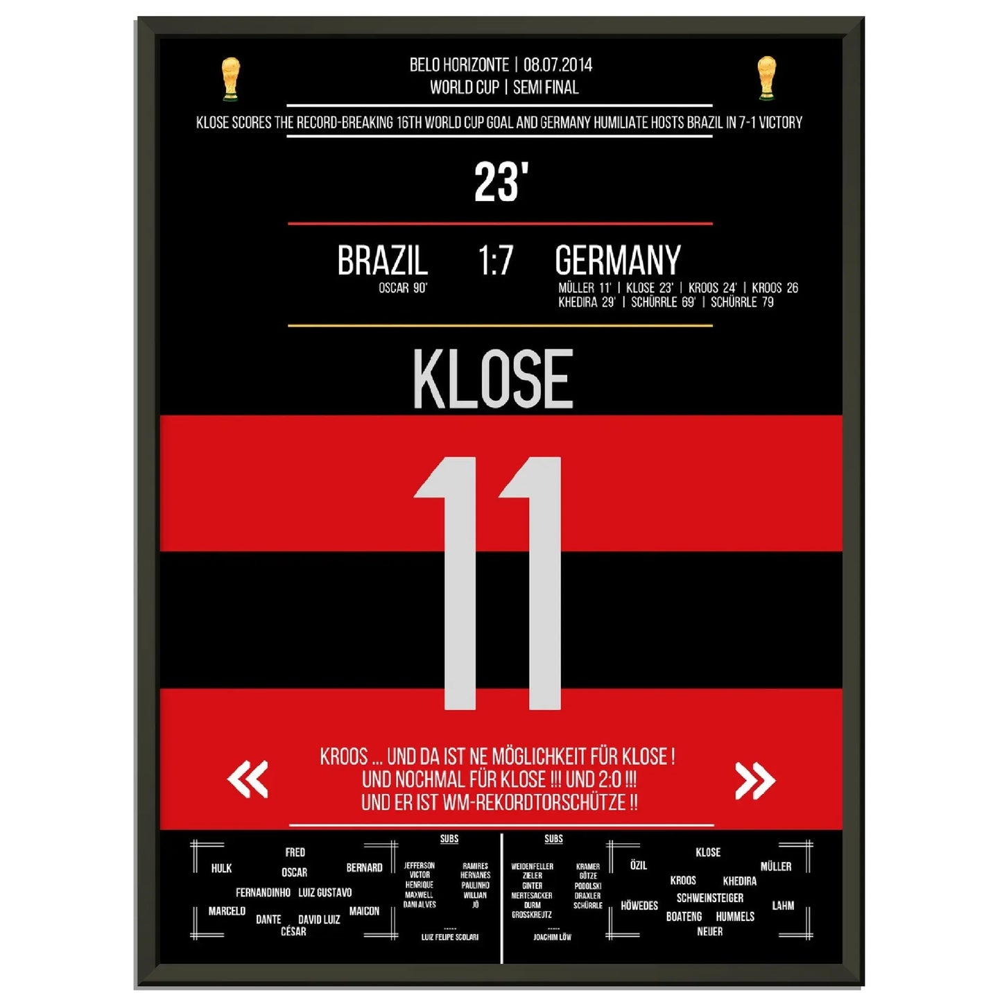 Kloses WM-Rekordtor im 7-1 Sieg Deutschland - Brasilien 2014