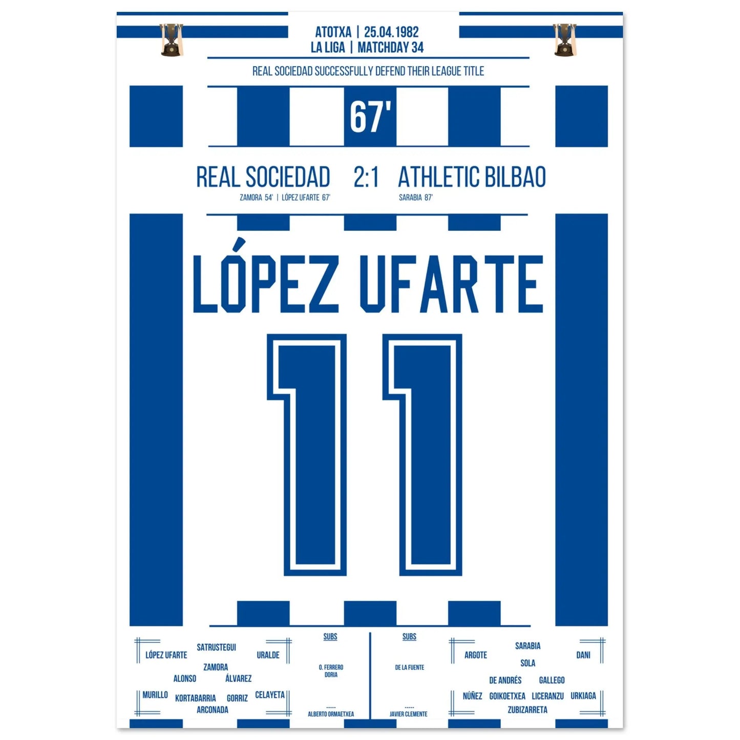 López Ufarte's doelpunt voor de titelverdediging in 1982