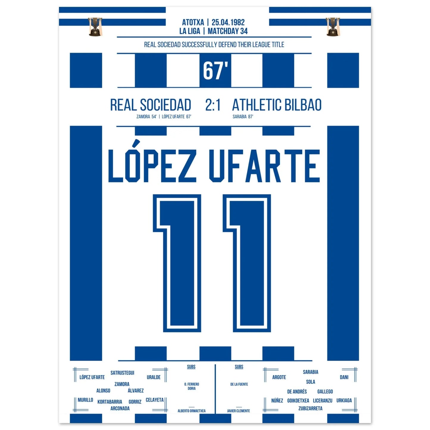 López Ufarte's Tor zur Titelverteidigung in 1982 45x60-cm-18x24-Ohne-Rahmen