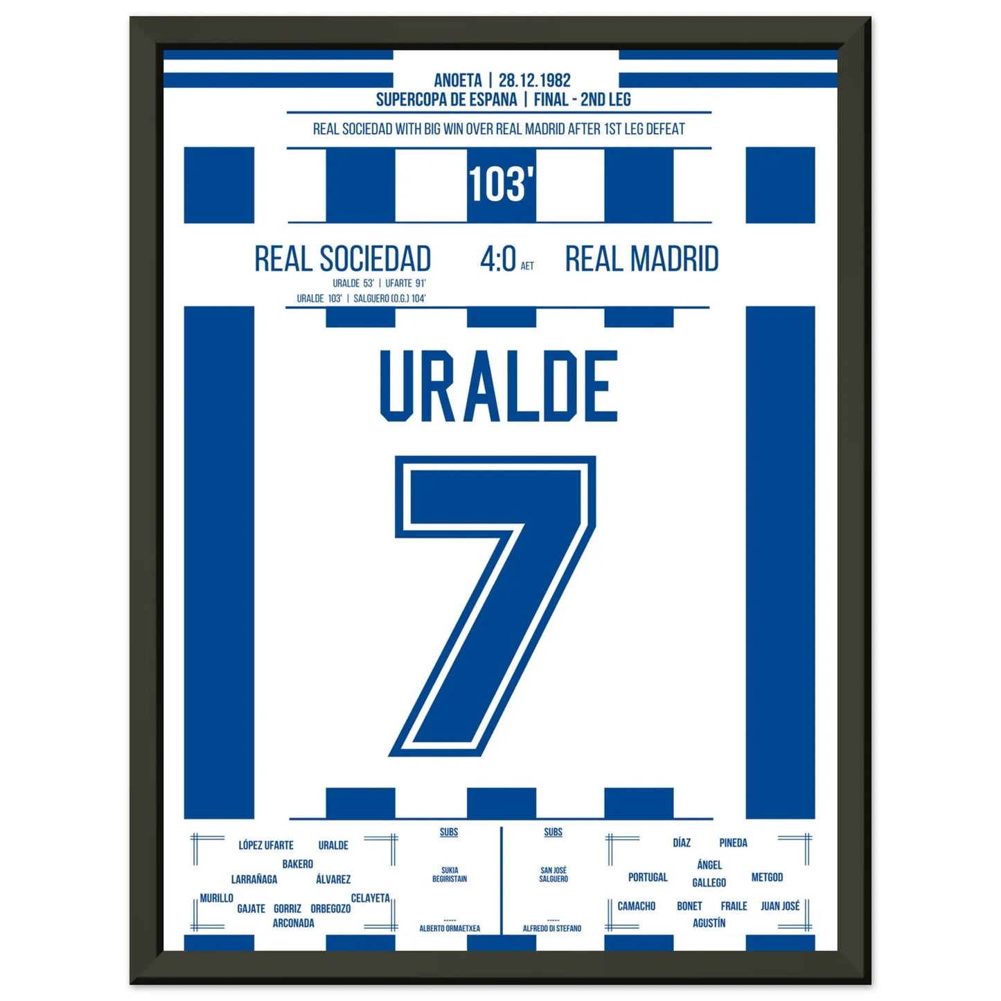 Real Sociedad gewinnt den spanischen Supercopa 30x40-cm-12x16-Schwarzer-Aluminiumrahmen