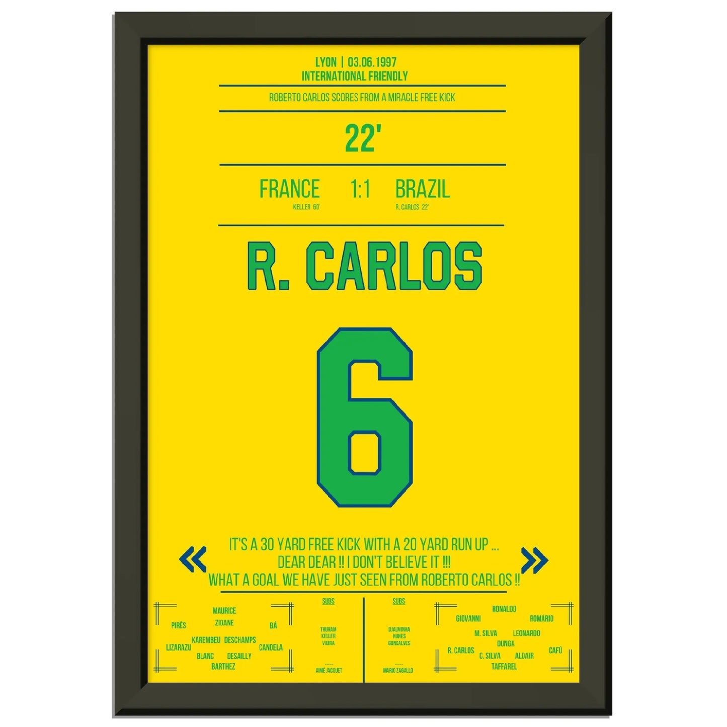 Roberto Carlos magischer Freistoss gegen Frankreich