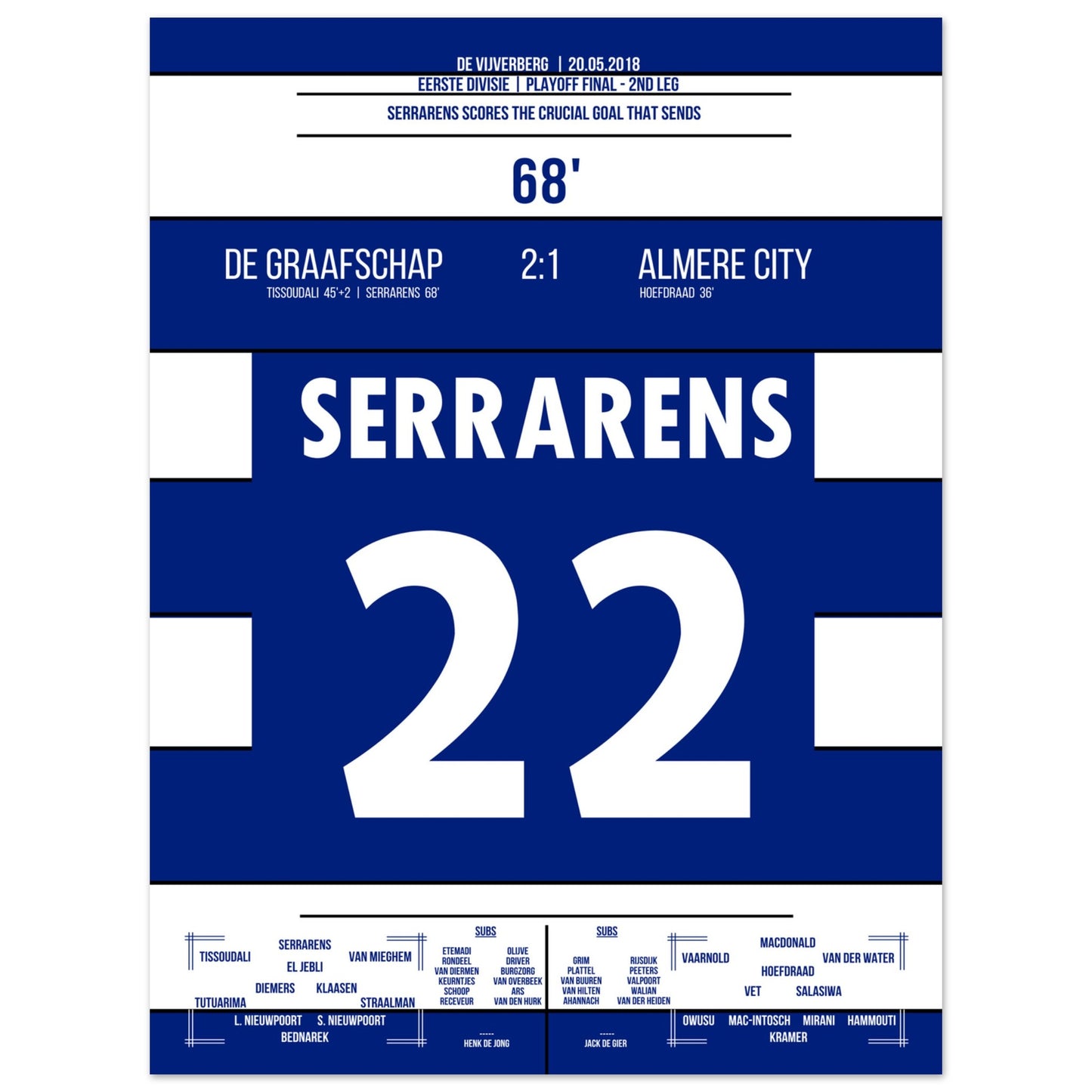 De Graafschap schafft den Aufstieg in die Eredivisie 2018 45x60-cm-18x24-Ohne-Rahmen