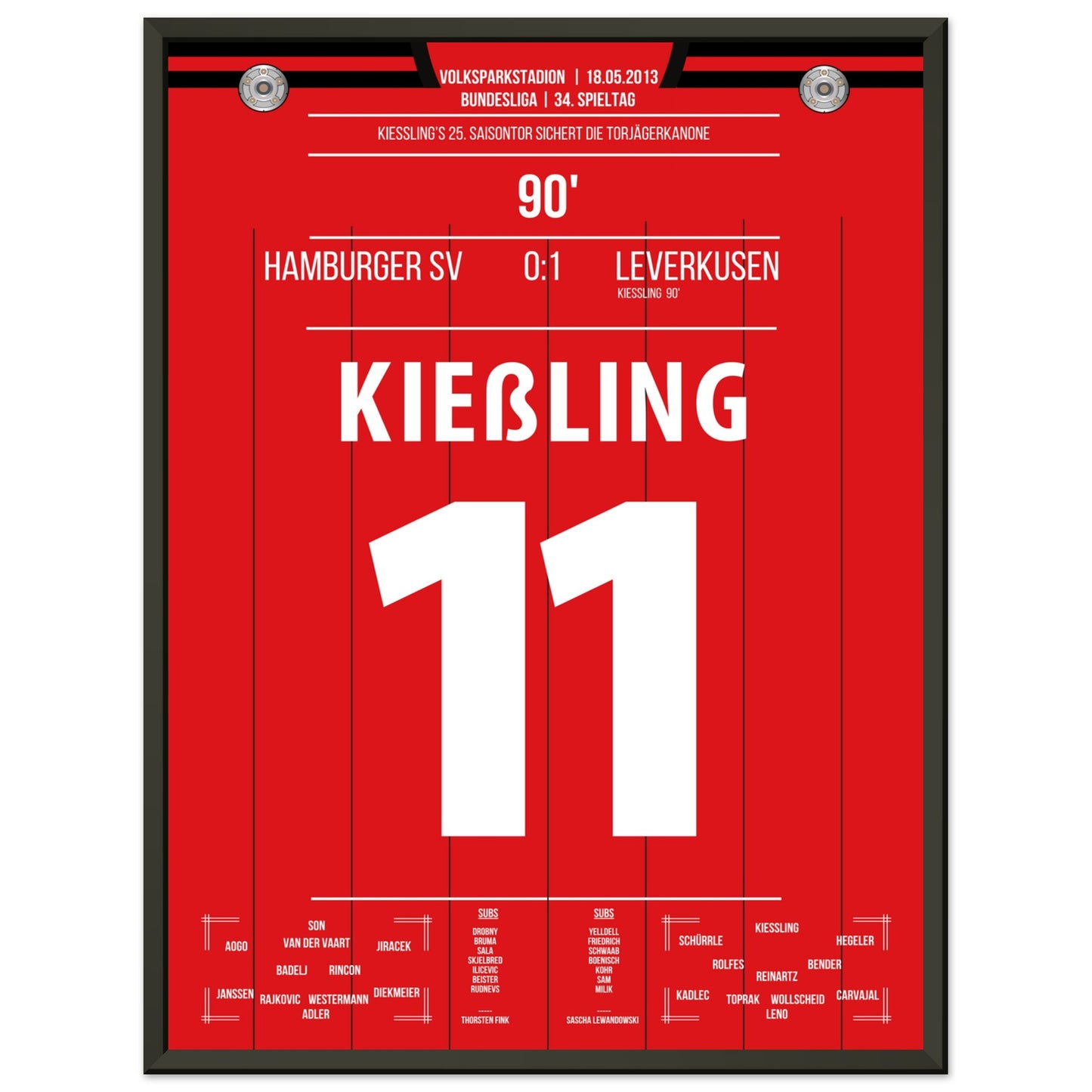 Kiesslings 25. Saisontor sicher in letzter Minute die Torjägerkanone 45x60-cm-18x24-Schwarzer-Aluminiumrahmen
