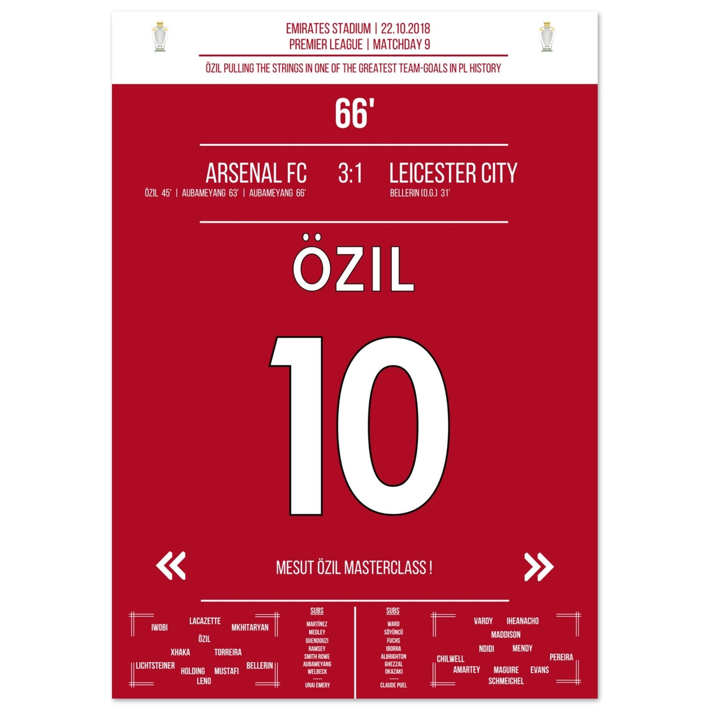 Mesut Özil Masterclass gegen Leicester in 2018