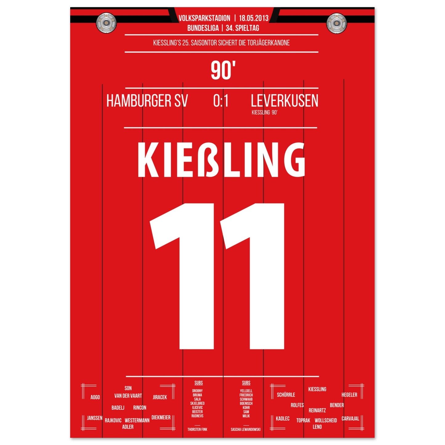 Kiesslings 25. Saisontor sicher in letzter Minute die Torjägerkanone A4-21x29.7-cm-8x12-Ohne-Rahmen
