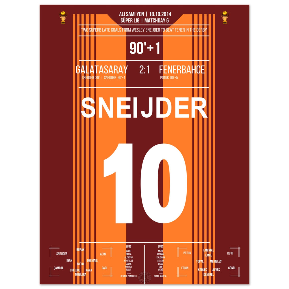 Sneijder decides the derby against Fener with two stunning goals in 2014.
