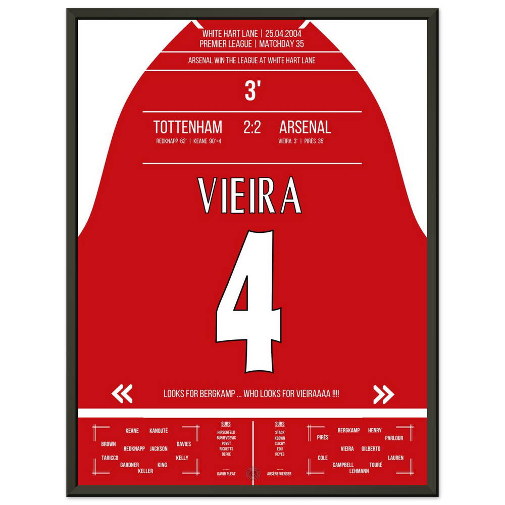 Vieira's goal in the championship win at White Hart Lane in 2004