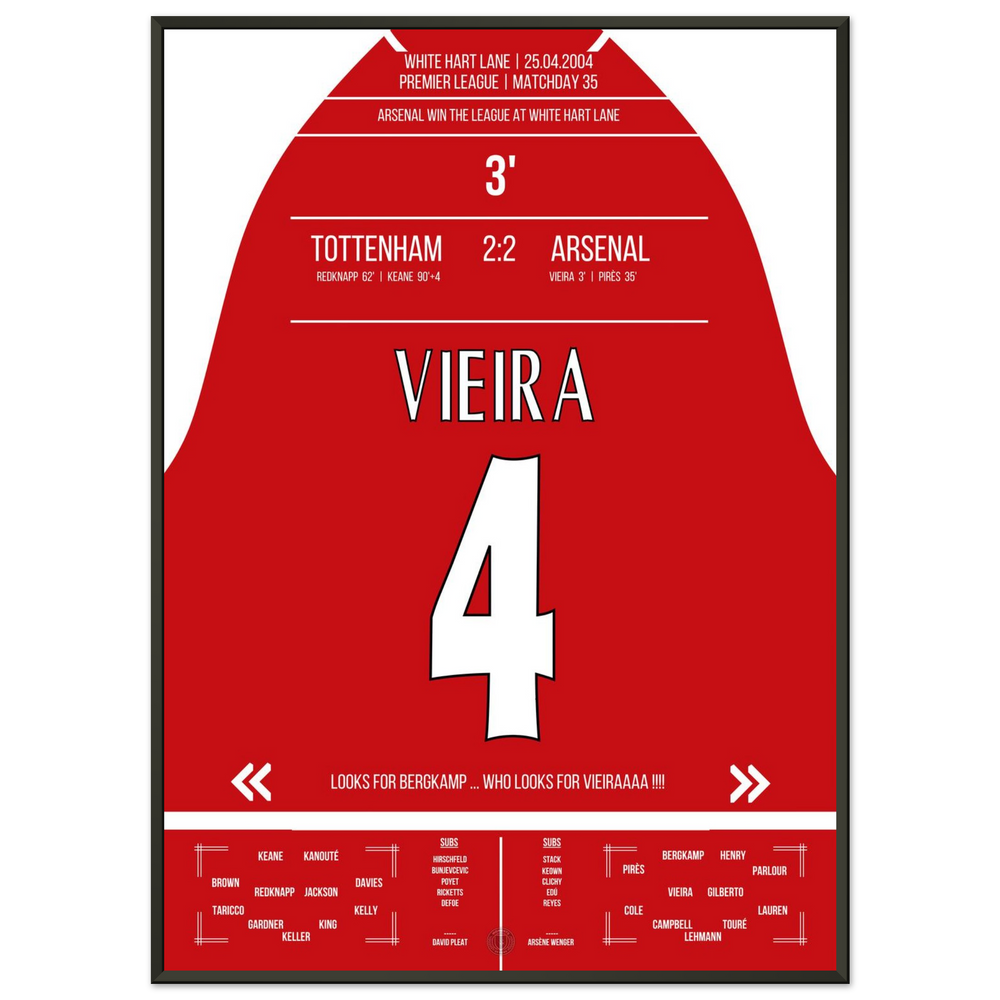Vieira's goal in the championship win at White Hart Lane in 2004