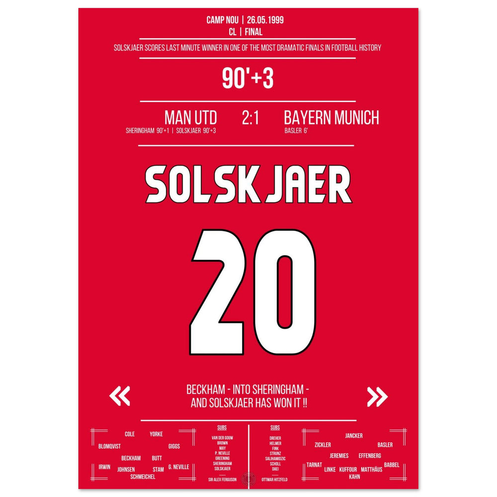 Solskjaer scores in the most memorable comeback in history in the 1999 final against <tc>Bayern</tc>