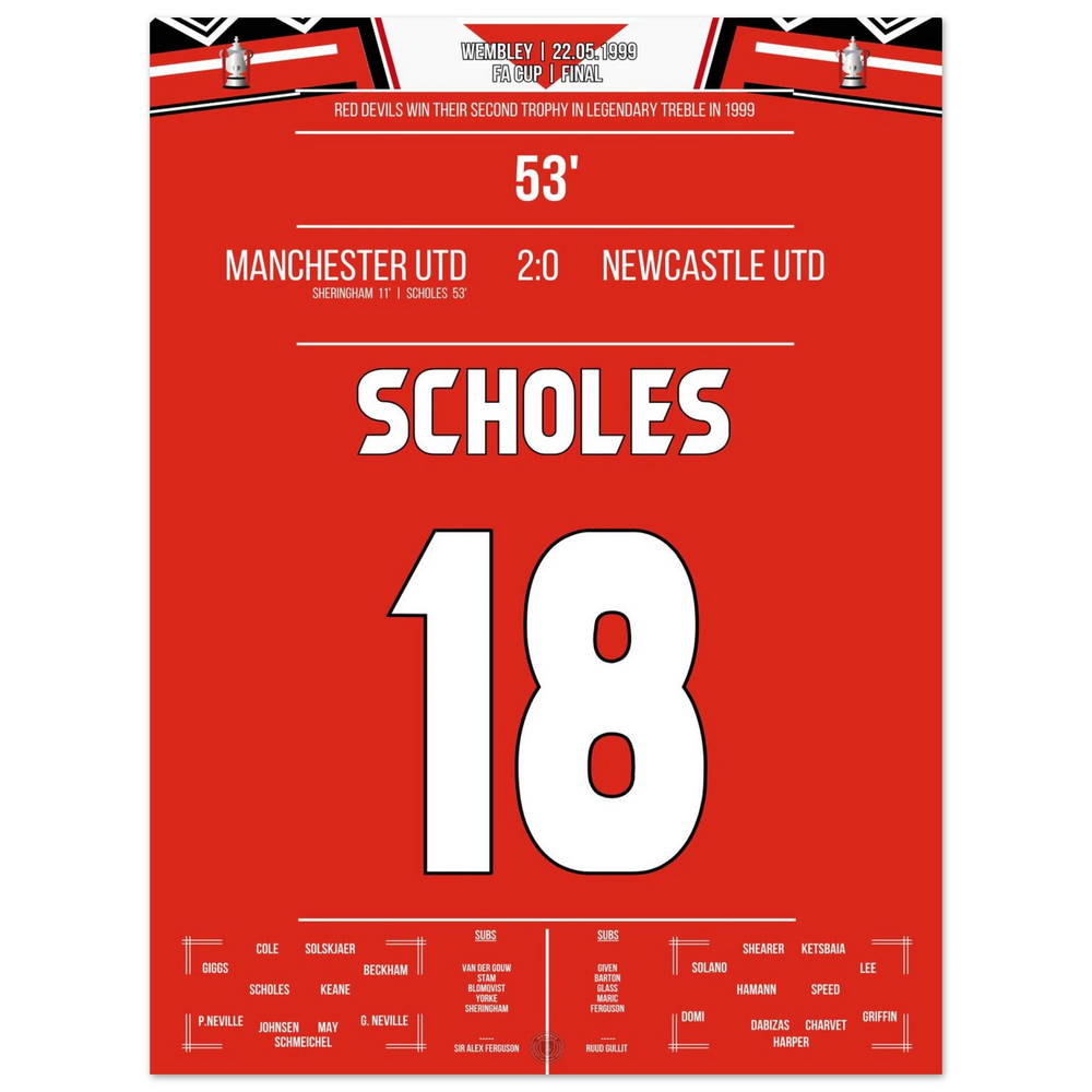 Scholes scores in United's cup triumph at Wembley in the treble season.