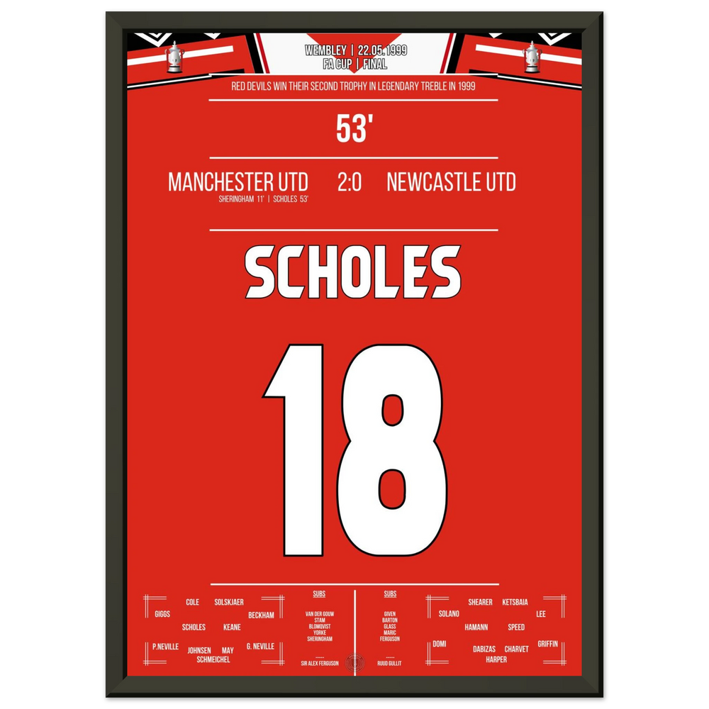 Scholes scores in United's cup triumph at Wembley in the treble season.