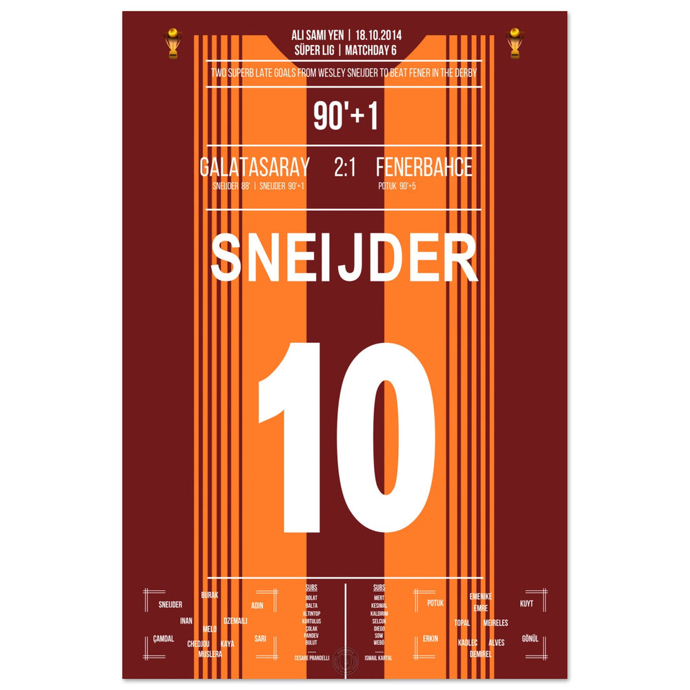 Sneijder decides the derby against Fener with two stunning goals in 2014.