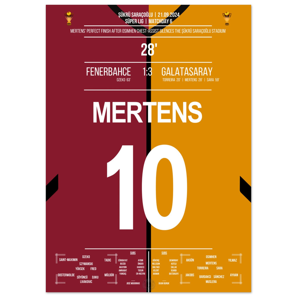 Mertens' header over Livakovic in the 3-1 away victory in the derby against Fener.