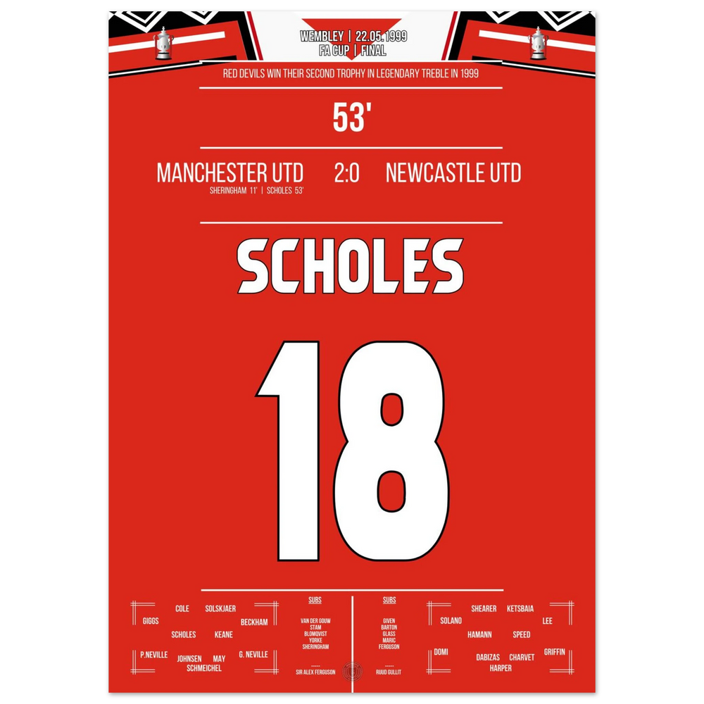 Scholes scores in United's cup triumph at Wembley in the treble season.