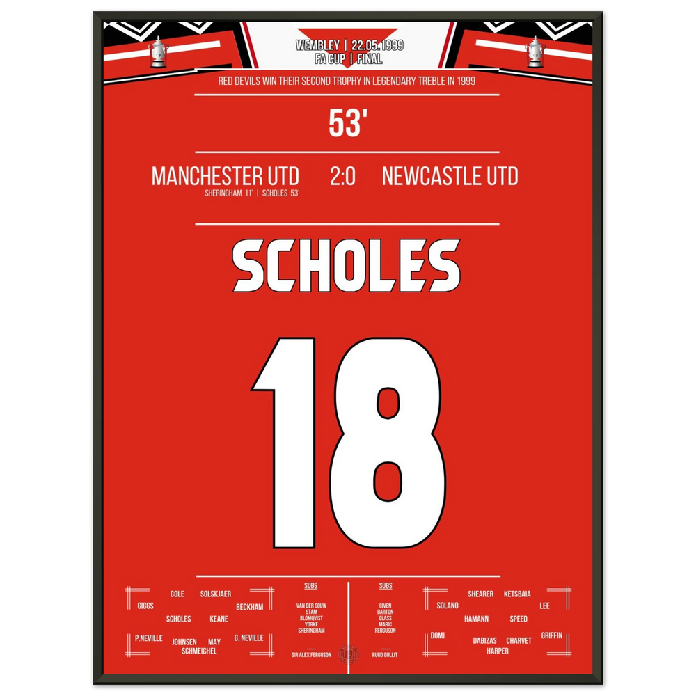 Scholes scores in United's cup triumph at Wembley in the treble season.