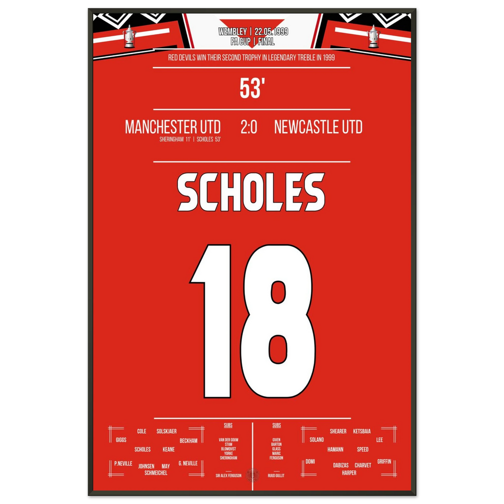 Scholes scores in United's cup triumph at Wembley in the treble season.