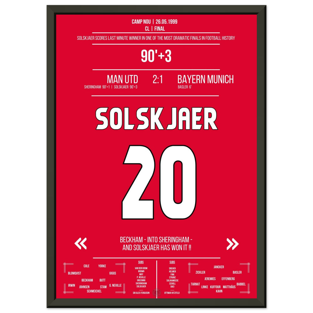 Solskjaer scores in the most memorable comeback in history in the 1999 final against <tc>Bayern</tc>