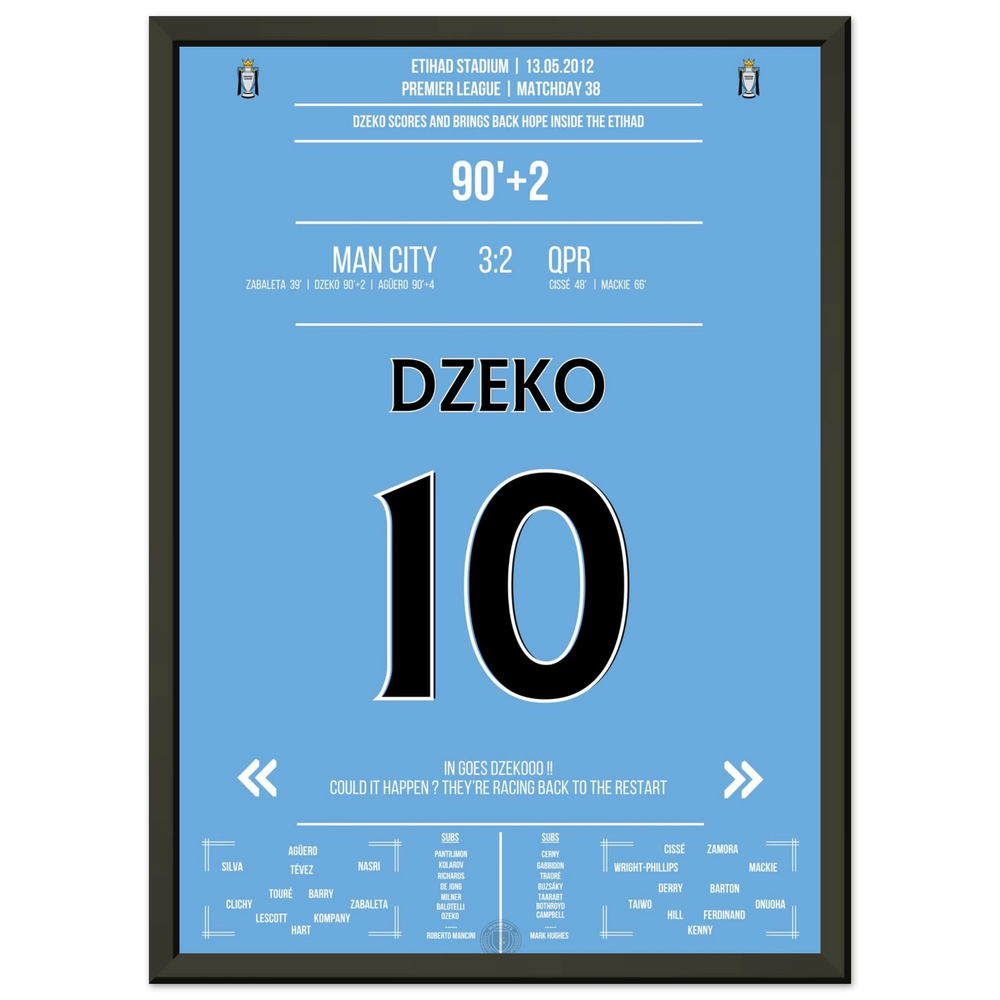 Dzeko scores with a header and initiates City's legendary comeback.