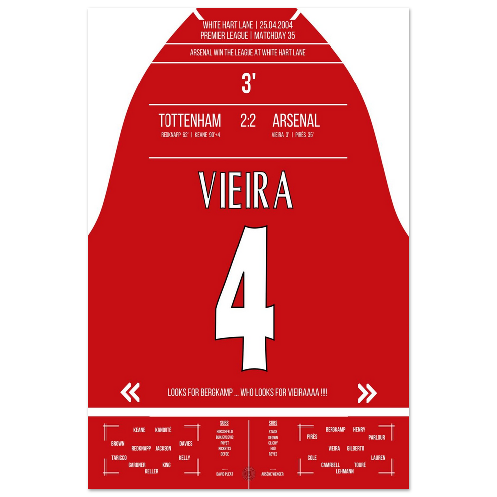 Vieira's goal in the championship win at White Hart Lane in 2004