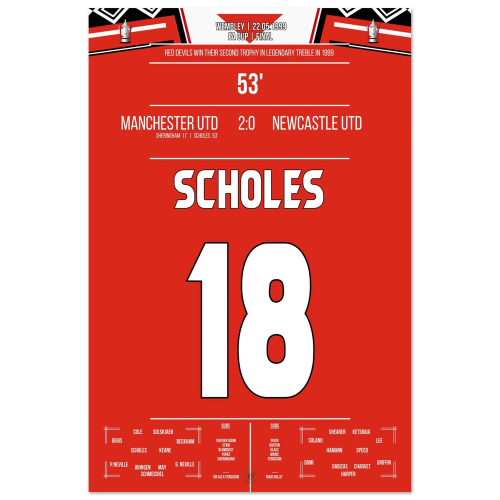 Scholes scores in United's cup triumph at Wembley in the treble season.