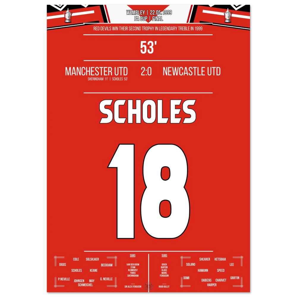 Scholes scores in United's cup triumph at Wembley in the treble season.
