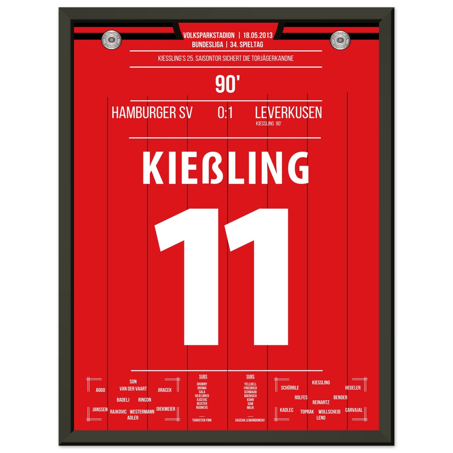 Kiesslings 25. Saisontor sicher in letzter Minute die Torjägerkanone 30x40-cm-12x16-Schwarzer-Aluminiumrahmen