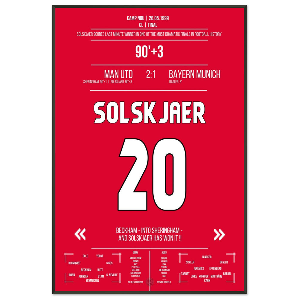 Solskjaer scores in the most memorable comeback in history in the 1999 final against <tc>Bayern</tc>