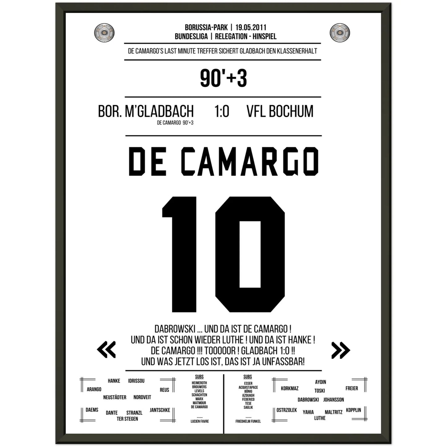 De Camargo scoort en houdt Mönchengladbach in de Bundesliga.