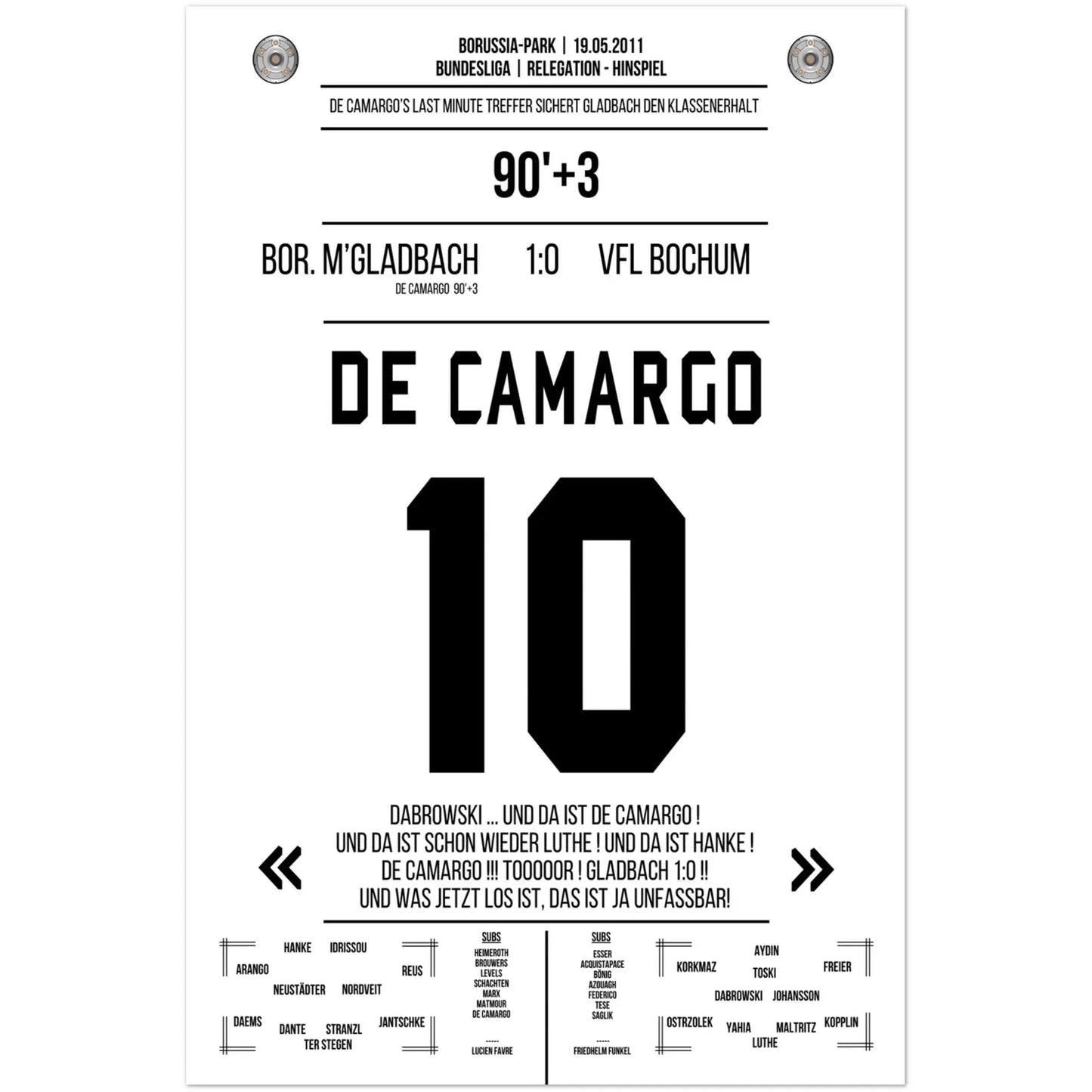 De Camargo scoort en houdt Mönchengladbach in de Bundesliga.