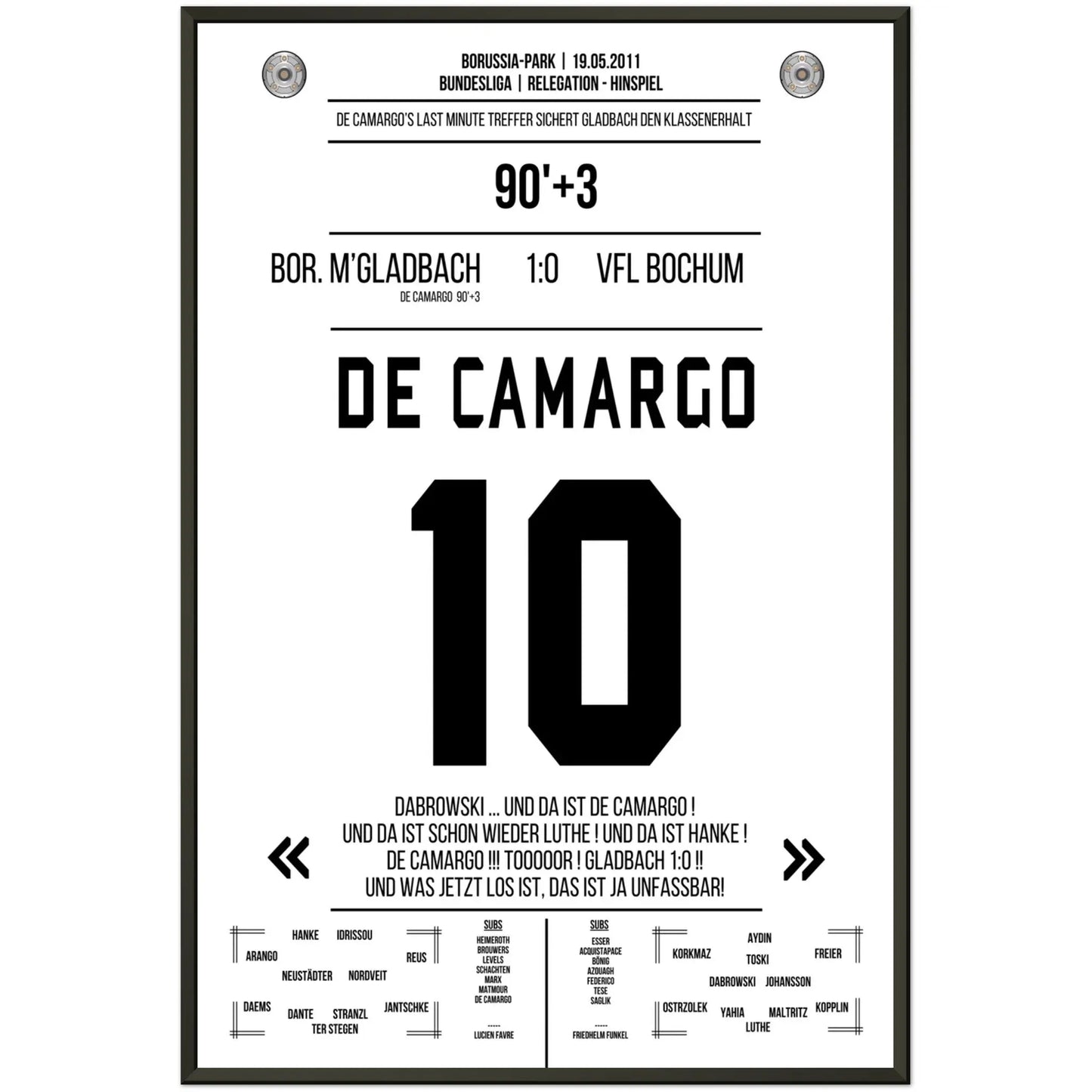 De Camargo scoort en houdt Mönchengladbach in de Bundesliga.