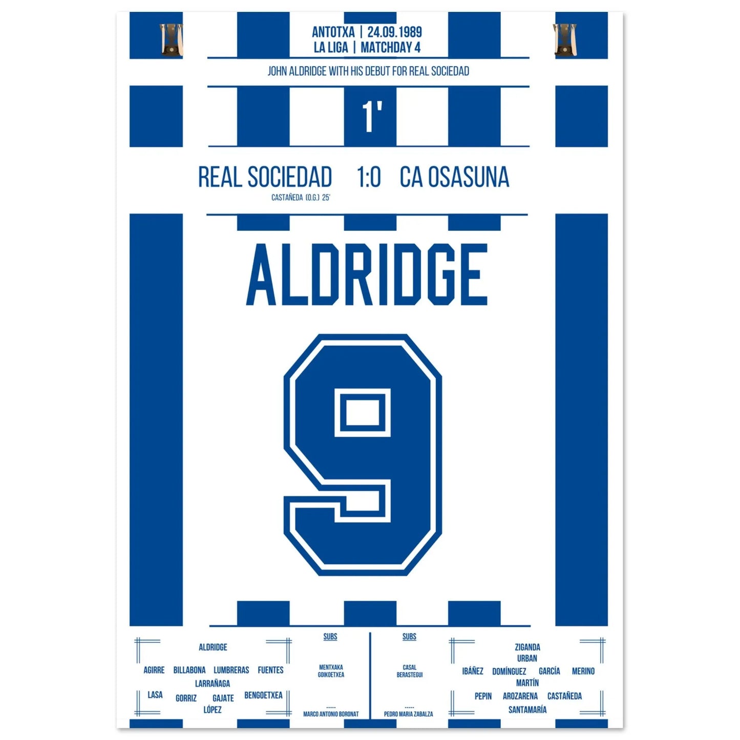 Debut match of John Aldridge for Real Sociedad