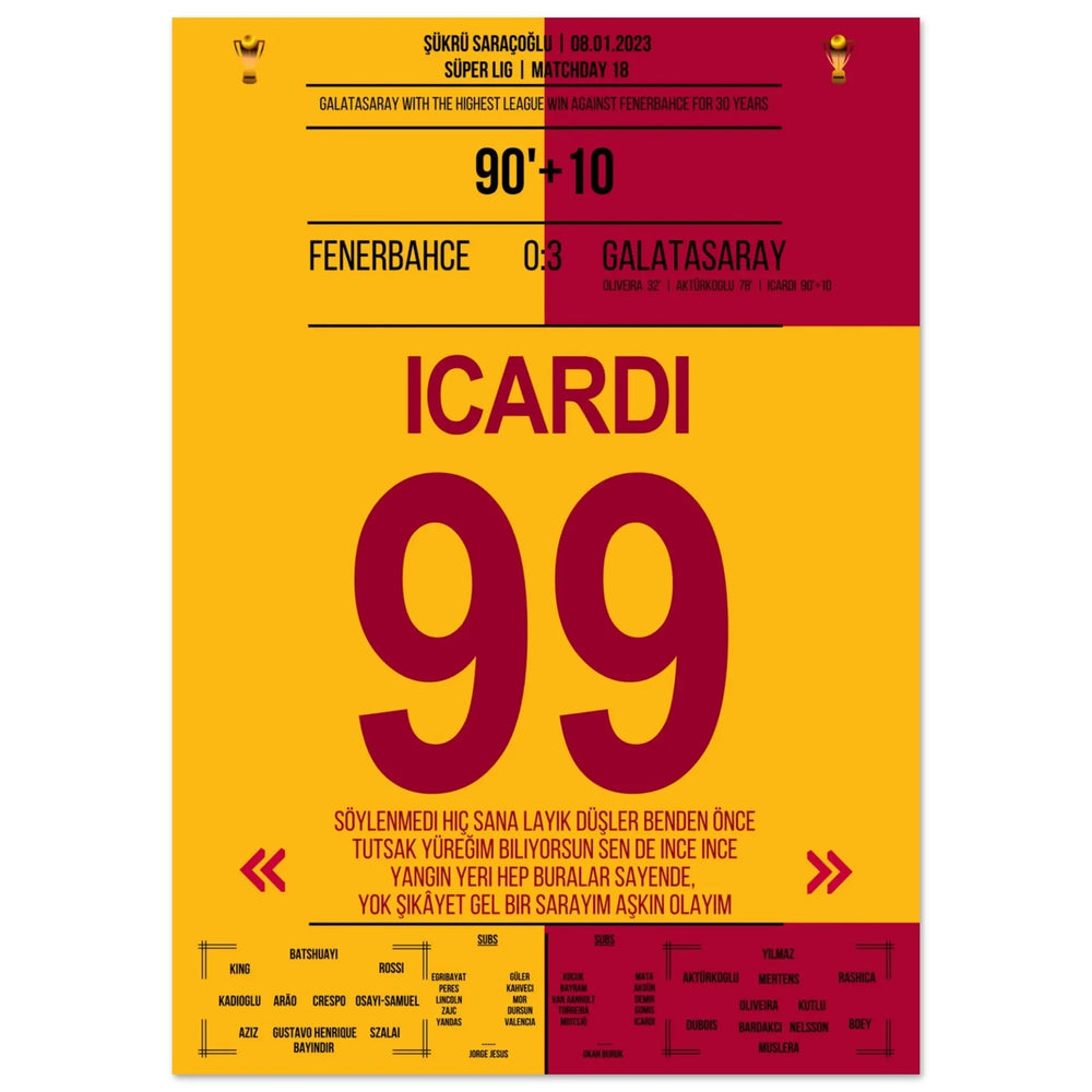 Galatasaray dismantles Fenerbahce in their own stadium.
