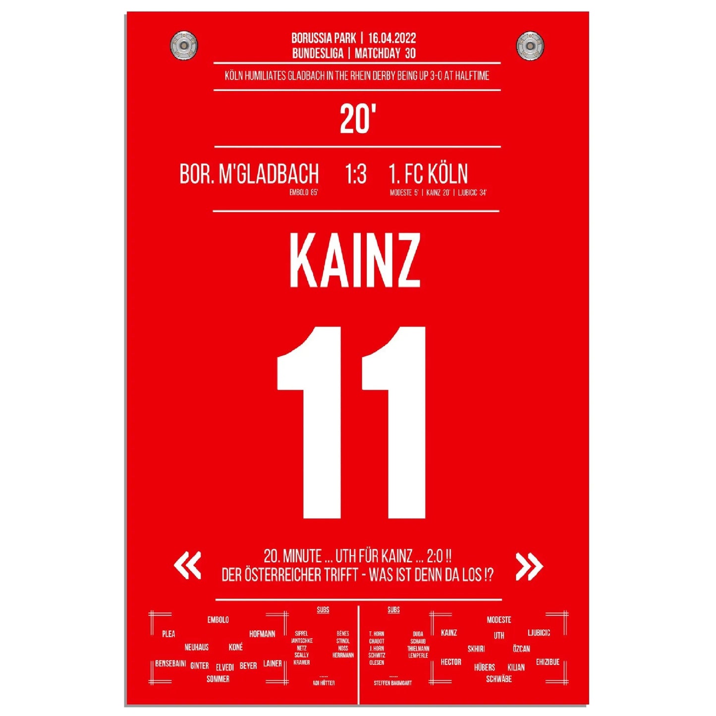 Kölner Derby-Sieg in Mönchengladbach Bundesliga Saison 2021/22 