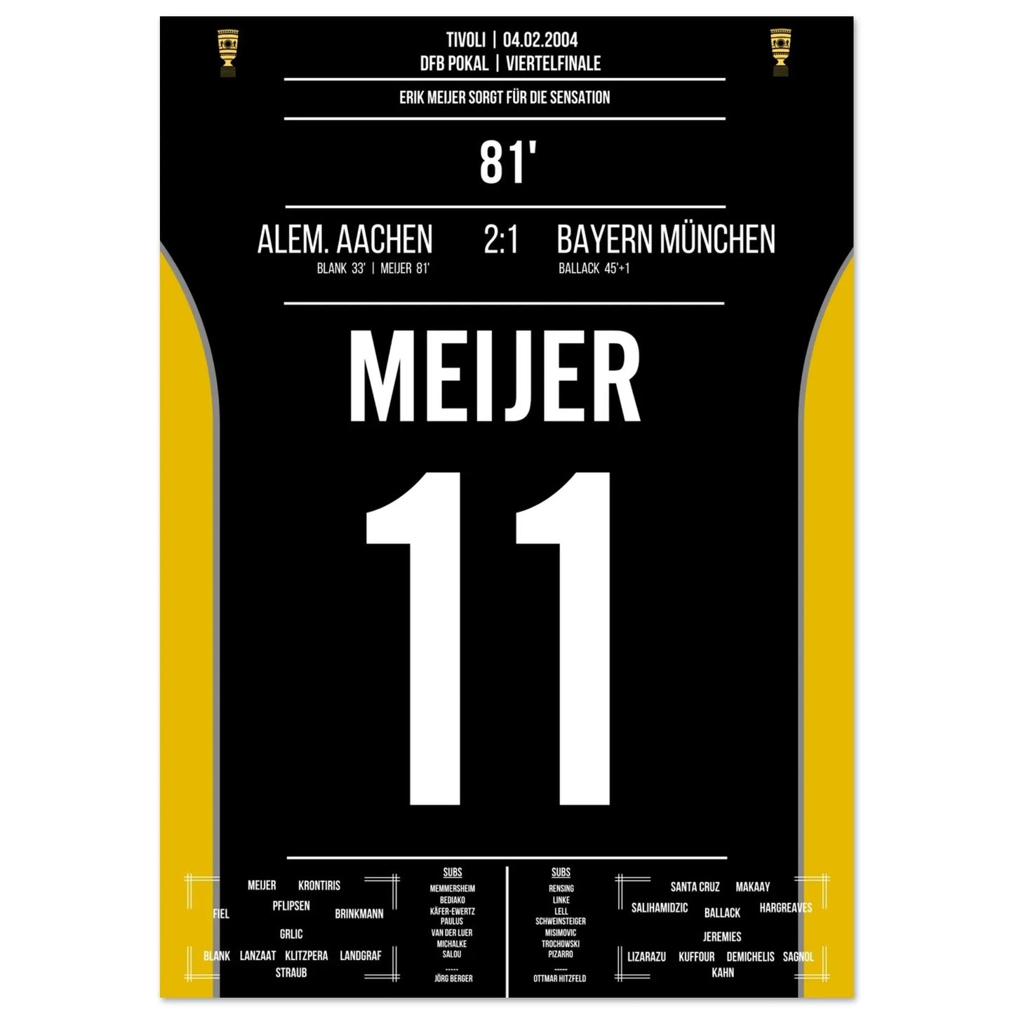 Meijer verslaat Aachen voor de beker sensatie tegen <tc>Bayern</tc> 2004