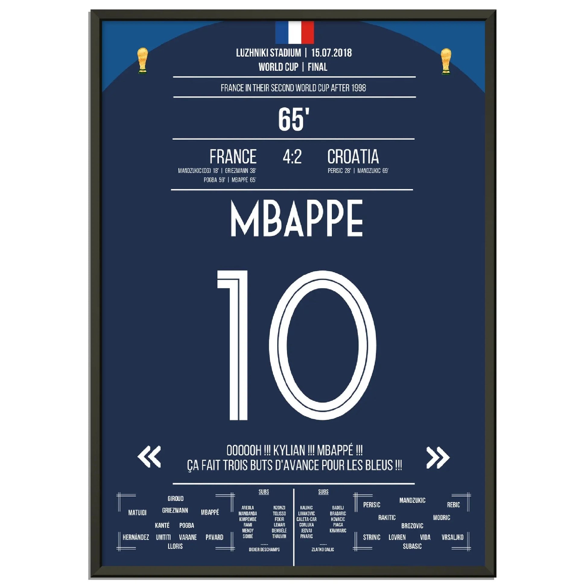 Superstar Mbappé mit dem vorentscheidenden Tor im WM Finale 2018 gegen Kroatien 